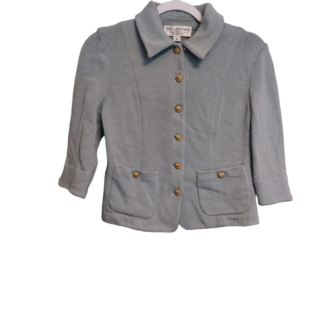 St. John Light Blue Cardigan Sweater - Picture 2 of 6